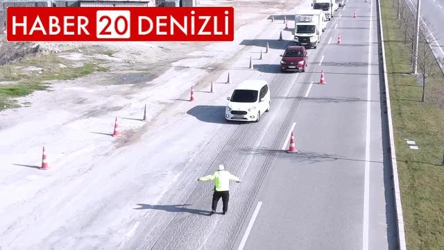 Denizli’de uyanık sürücüler dron kamerasından kaçamadı