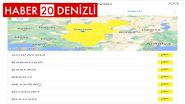 Meteoroloji Denizli için sarı uyarı verdi