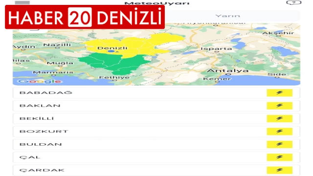 Meteoroloji Denizli için kuvvetli yağış uyarısı verdi