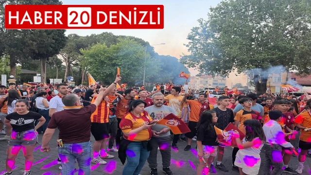 Denizli’de Galatasaray taraftarları 24. şampiyonluğu meydanlarda kutladı