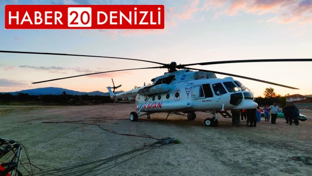 Denizli'deki yangın söndürme çalışmalarına desteğe gelen helikopter zorunlu iniş yaptı