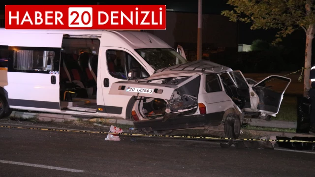 Denizli'de işçi minibüsü ile otomobil çarpıştı: 2 ölü, 10 yaralı