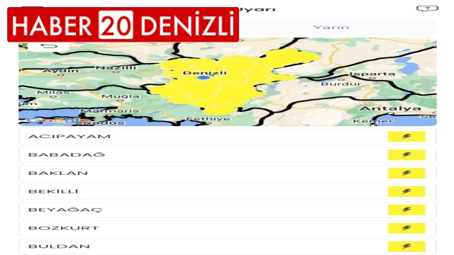 Denizli’ye kuvvetli yağış uyarısı