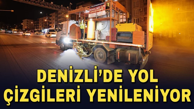 Denizli'de yol çizgileri yenileniyor