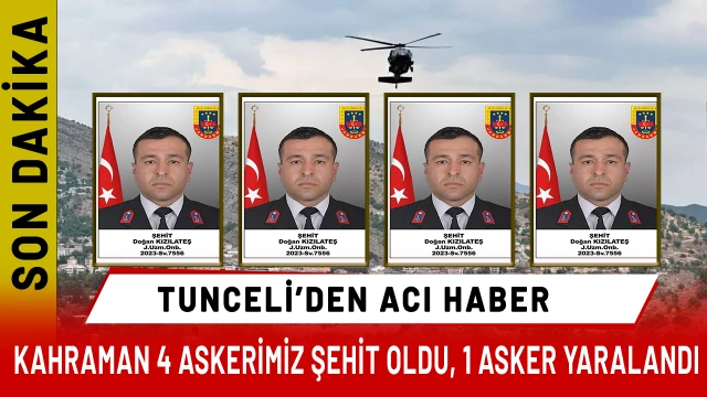 Tunceli'de askeri araç uçuruma yuvarlandı! 4 askerimiz şehit oldu