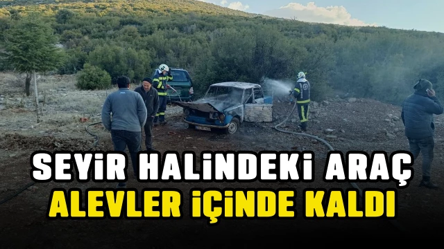 Denizli’de seyir halindeki araç alev alev yandı