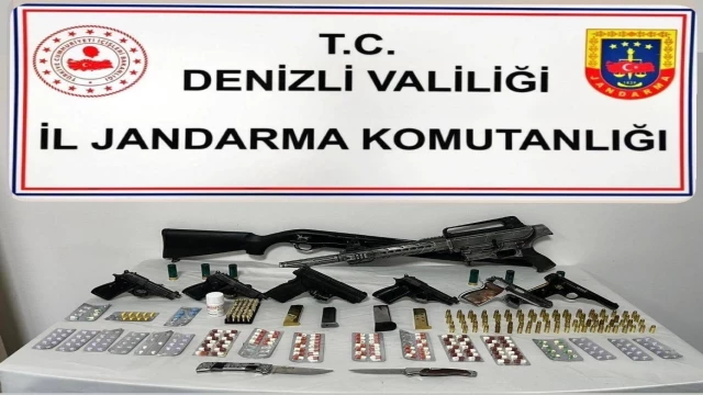 Denizli’de çok sayıda silahla yakalanan 6 şüpheli gözaltına alındı