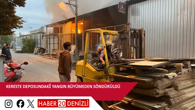 Kereste deposundaki yangın büyümeden söndürüldü