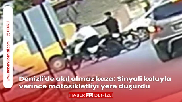 Denizli'de akıl almaz kaza: Sinyali koluyla verince motosikletliyi yere düşürdü