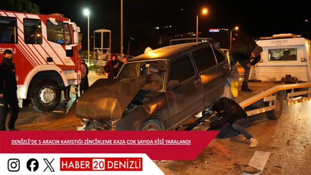 Denizli’de 5 aracın karıştığı zincirleme kaza çok sayıda kişi yaralandı