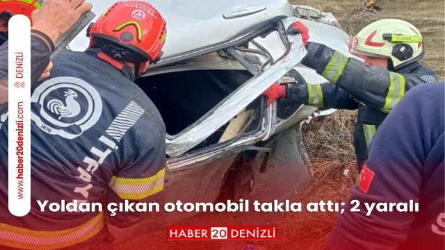 Yoldan çıkan otomobil takla attı; 2 yaralı