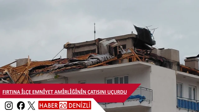 Fırtına ilçe emniyet amirliğinin çatısını uçurdu