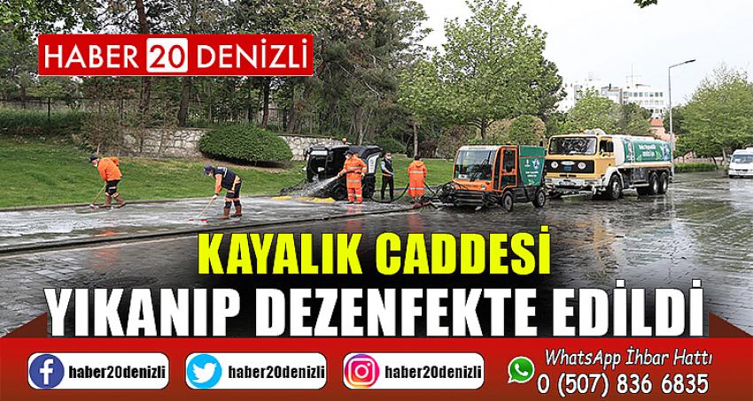 Kayalık Caddesi yıkanıp dezenfekte edildi