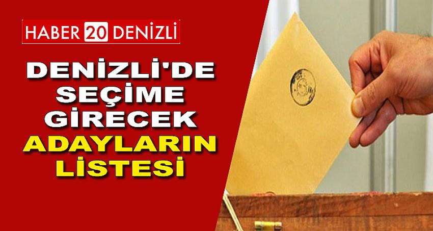 DENİZLİ'DE SEÇİME GİRECEK ADAYLARIN LİSTESİ