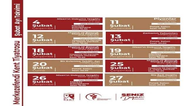 Merkezefendi Kent Tiyatrosu'nun Şubat ayı oyun takvimi yayınlandı