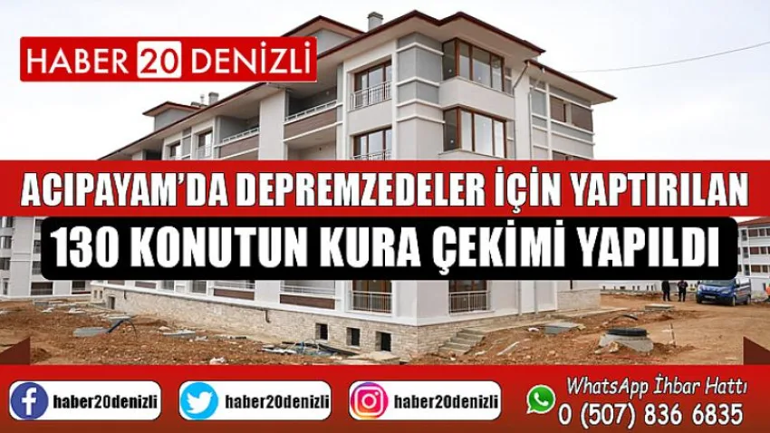 Acıpayam’da depremzedeler için yaptırılan 130 konutun kura çekimi yapıldı