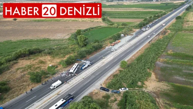 Denizli'de 6 kişinin öldüğü kaza havadan görüntülendi
