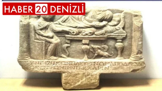 Denizli'de Roma dönemine ait mezar steli ele geçirildi