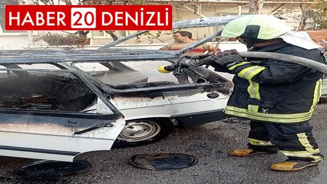 Seyir halindeyken alev alan otomobil kullanılmaz hale geldi