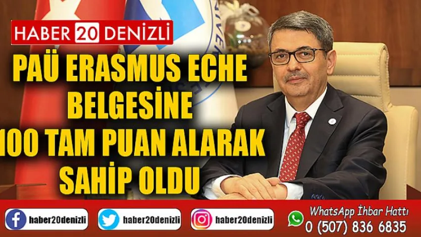 PAÜ Erasmus ECHE Belgesine 100 Tam Puan Alarak Sahip Oldu