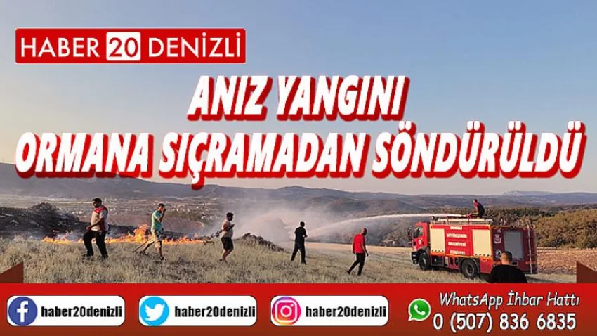 Anız yangını ormana sıçramadan söndürüldü