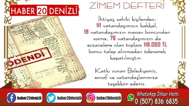 Zimem geleneğiyle 118 bin liralık borç silindi