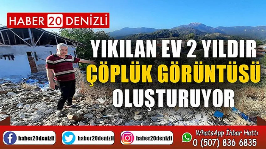 Yıkılan ev 2 yıldır çöplük görüntüsü oluşturuyor