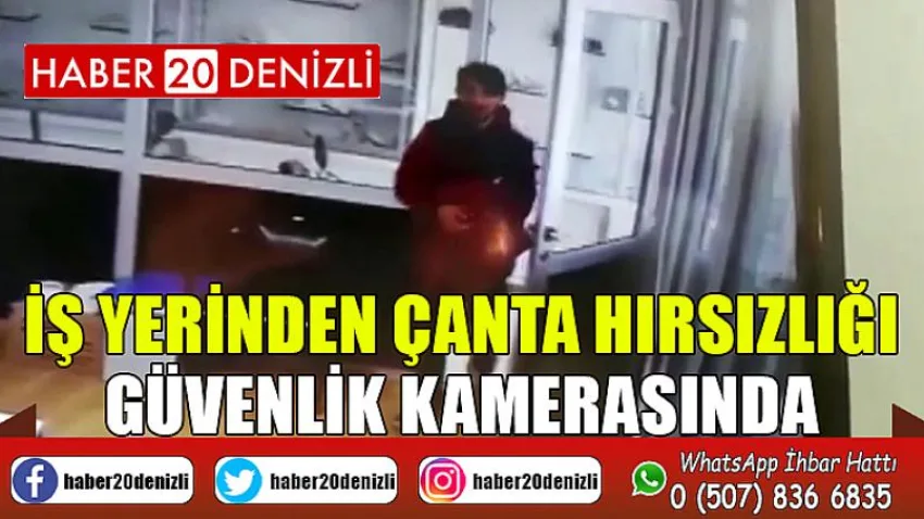 İş yerinden çanta hırsızlığı güvenlik kamerasında