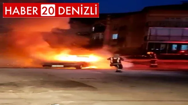 Alev alan otomobil kullanılamaz hale geldi