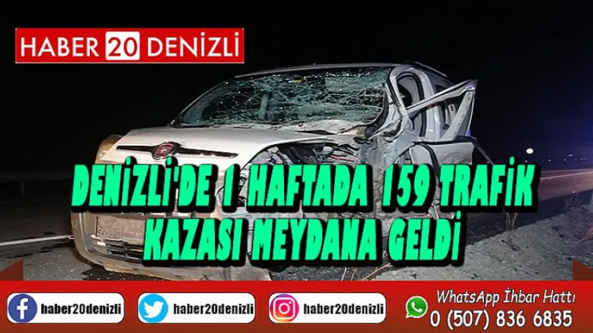 Denizli'de 1 haftada 159 trafik kazası meydana geldi