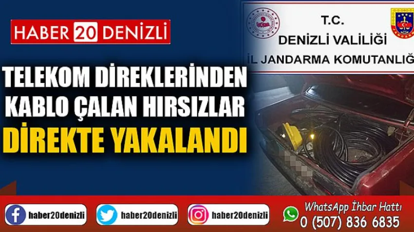 Telekom Direklerinden Kablo Çalan Hırsızlar Direkte Yakalandı
