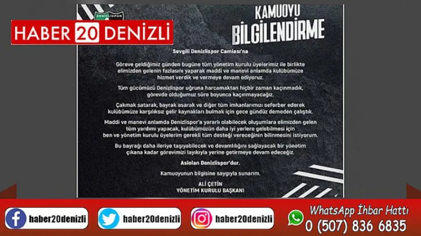 Başkan Ali Çetin’den meraklandıran açıklama
