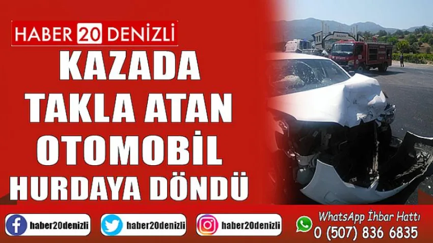 Kazada takla atan otomobil hurdaya döndü