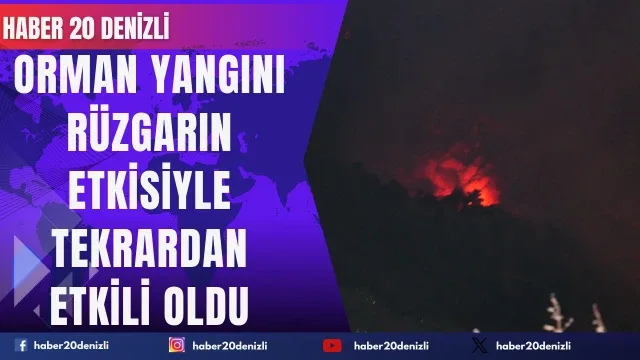 Denizli'deki orman yangını gece saatlerinde rüzgarın etkisiyle tekrardan etkili oldu