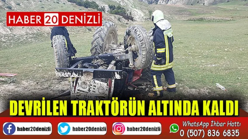 Devrilen traktörün altında kalan sürücü yaralandı