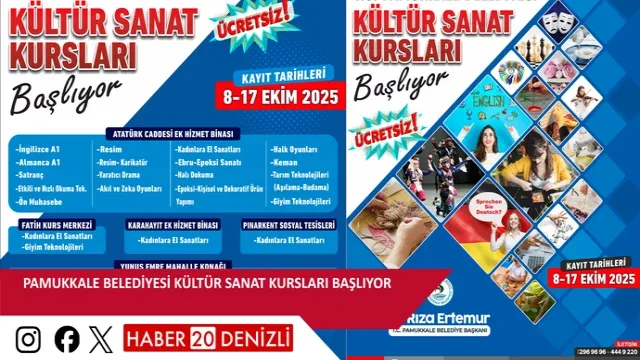 Pamukkale Belediyesi Kültür Sanat Kursları Başlıyor
