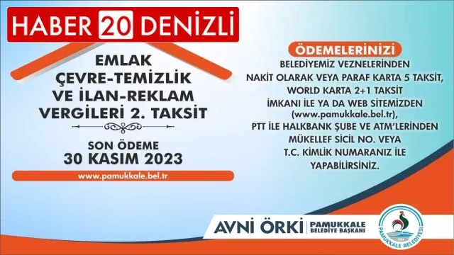 Pamukkale Belediyesinden vergi hatırlatması