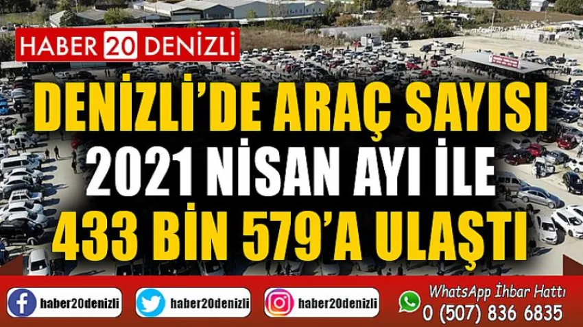 Denizli’de araç sayısı 2021 Nisan ayı ile 433 bin 579’a ulaştı
