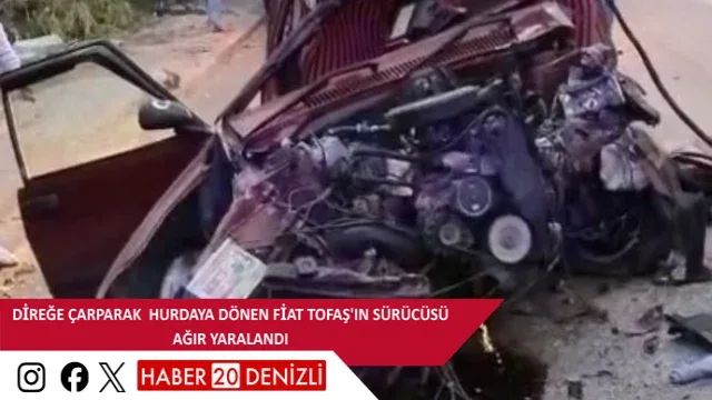 Direğe çarparak hurdaya dönen Fiat Tofaş'ın sürücüsü ağır yaralandı