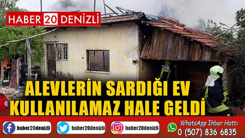Alevlerin sardığı ev kullanılamaz hale geldi