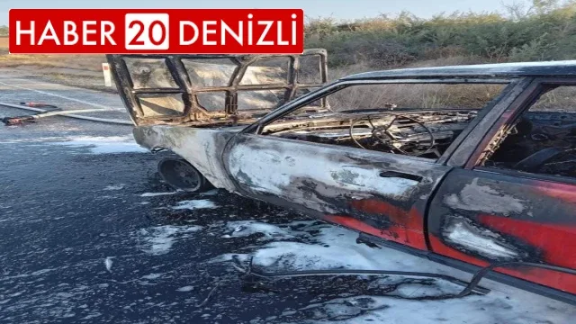 Alev alev yanan otomobil demir yığınına döndü