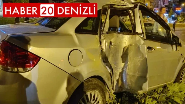 Kontrolden çıkan araç aydınlatma direği ve ağaçları devirdi