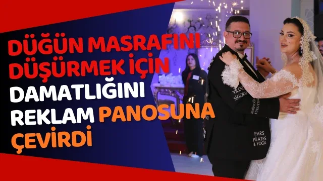 Düğün masrafını düşürmek için damatlığını reklam panosuna çevirdi