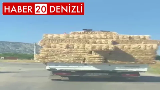 Saman yüklü römorkta tehlikeli yolculuk