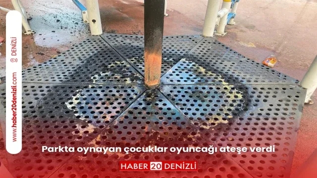 Parkta oynayan çocuklar oyuncağı ateşe verdi