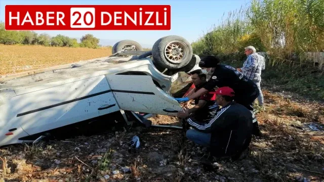 Takla atan otomobil tarlaya uçtu: 2 yaralı