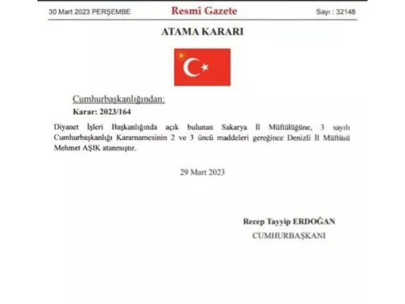 Denizli İl Müftüsü Mehmet Aşık’ın görev yeri değişti