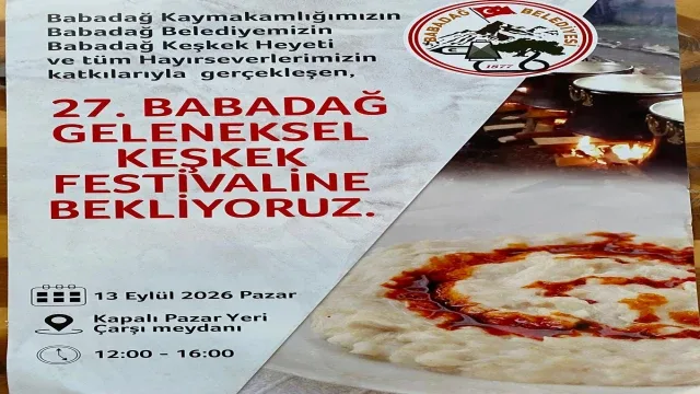 27.Babadağ Geleneksel Keşkek Festivaline Davet