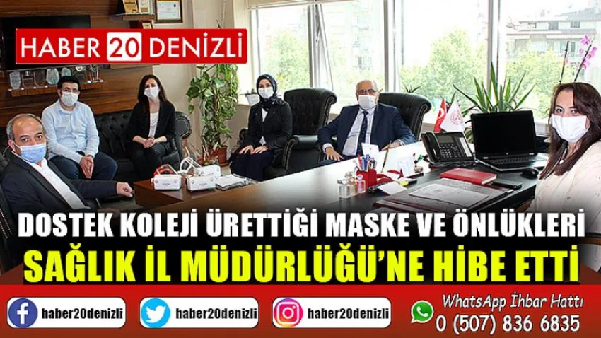 Dostek Koleji Ürettiği Maske ve Önlükleri Sağlık İl Müdürlüğü’ne Hibe Etti
