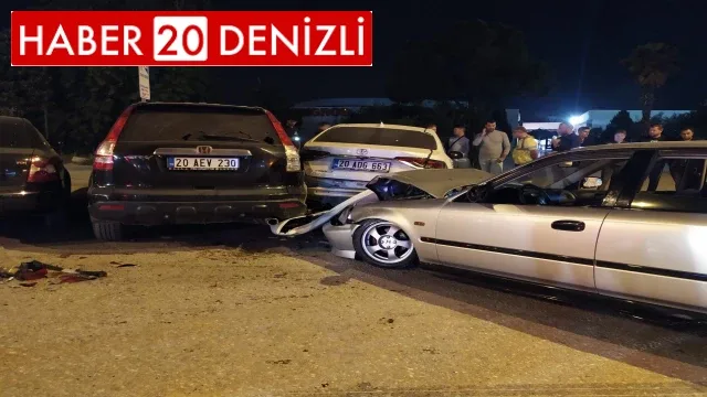 Virajı alamayan otomobil park halindeki araçların arasına daldı